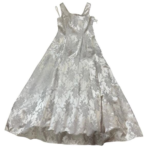 Vintage Scott McClintock Metallic Silver A-line Ball Gown Floral Brocade  Size 6 - Picture 1 of 8
